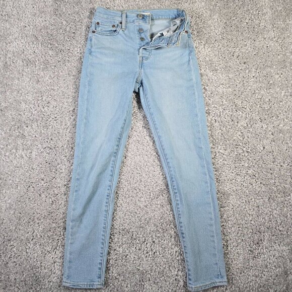 Levis Wedgie Jeans Women‎ 24 (Fits 23x26) Blue Skinny Button Light Wash Denim - Picture 1 of 15